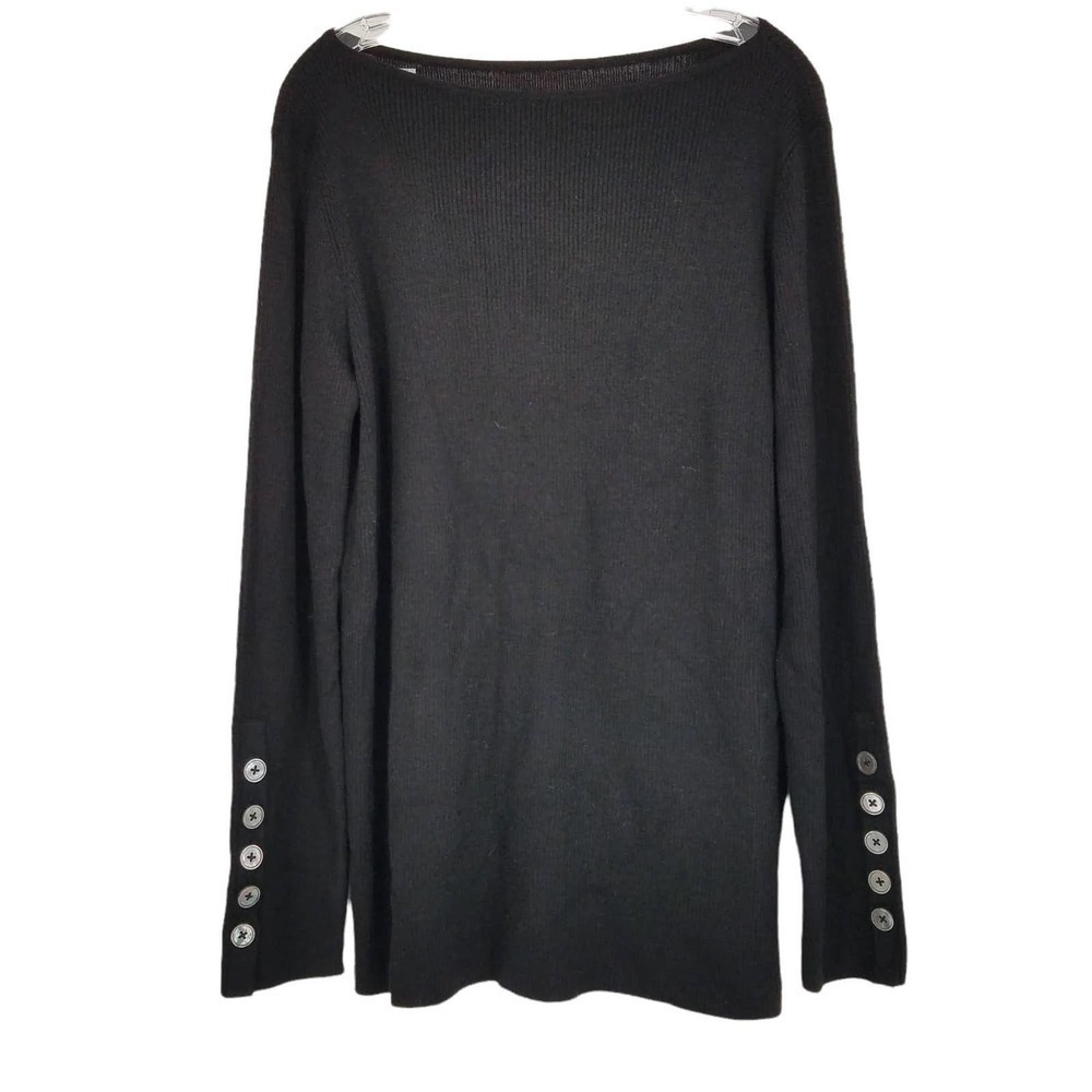 St. John Bateau Wool-Blend Sweater in Black Size Large NEW WITH TAGS